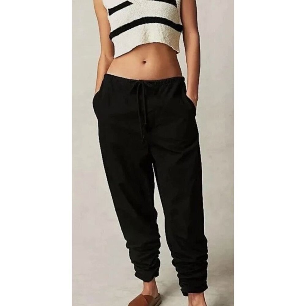 Free People Black Cropped Jogger Pants